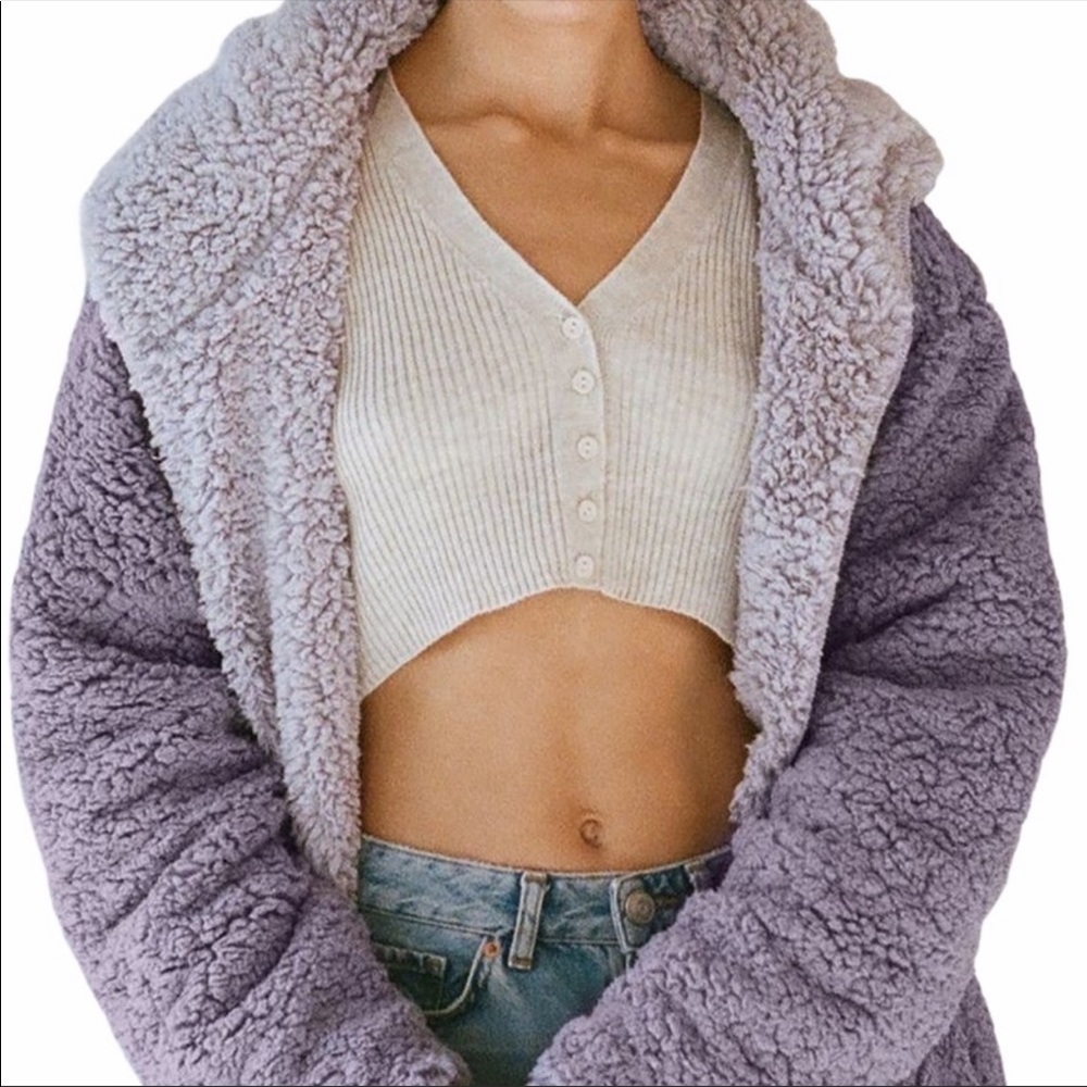UO Reversible Fleece Hooded Purple Jacket - Picture 16 of 16